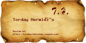 Torday Hermiás névjegykártya